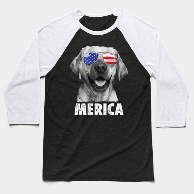 Labrador 4th of July Shirt Baseball T-Shirt by Namio